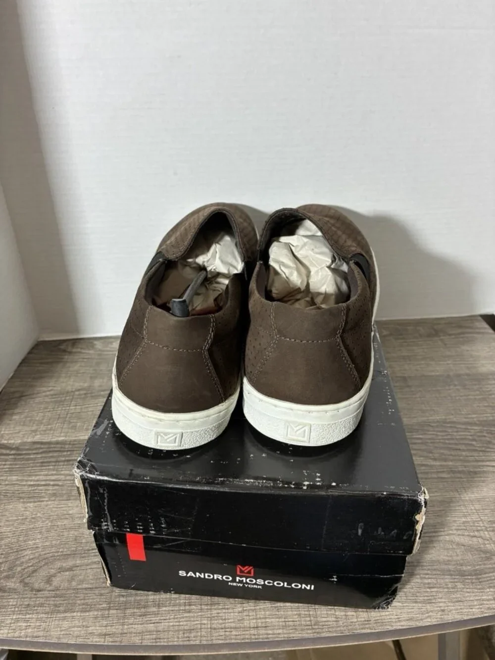 Sandro Moscolini Hash Casual Leather Low Top Perforated Slip On In Brown Sz 13D